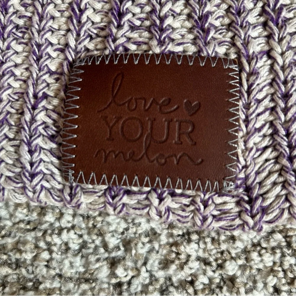 [Love Your Melon] Purple and White Beanie